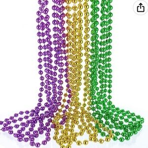 Green, Purple, Gold Mardi Gras Bead Necklaces